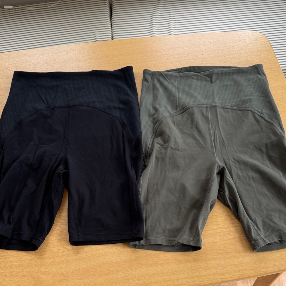 lululemon athletica High-Rise Biker Shorts in Black and Olive